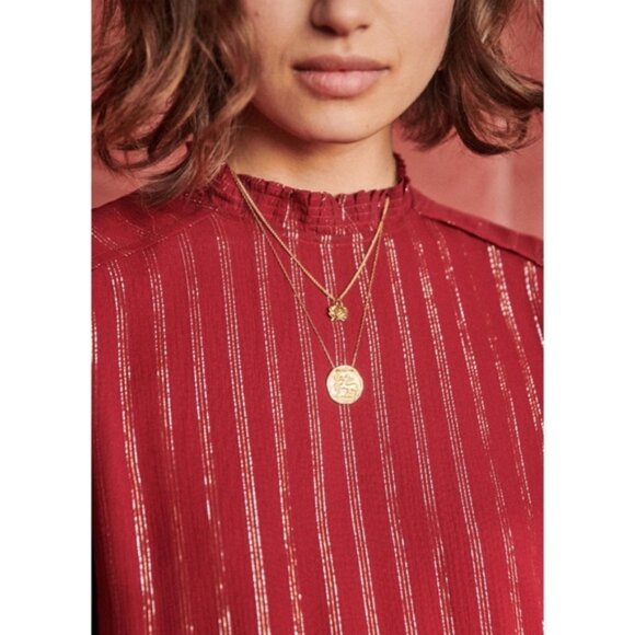 Sezane Odile Silk Metallic Stripe Mini Dress - Picture 4 of 11